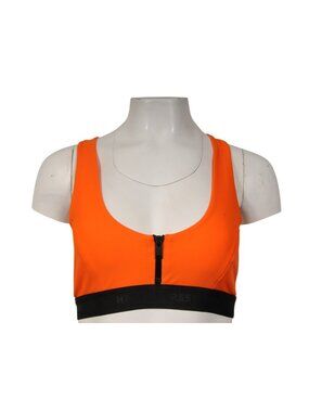 Heron Preston Womens Front Zip Sports Bra Size Medium Orange Black